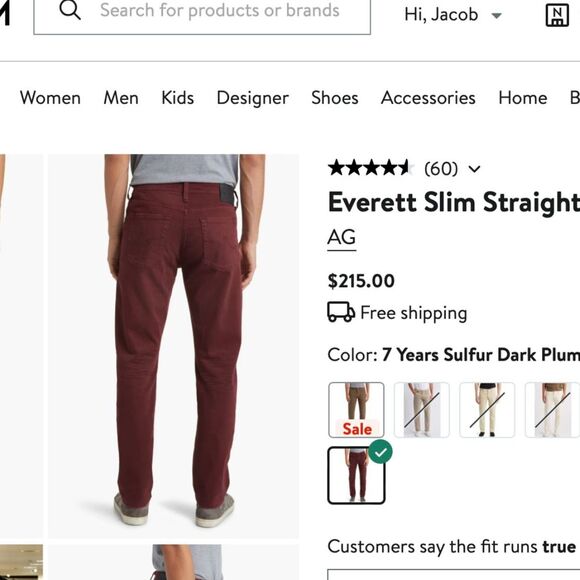 AG Everett Slim Straight Jeans - Wine Burgundy Red - Cotton Stretch - 34x28 - Picture 13 of 13